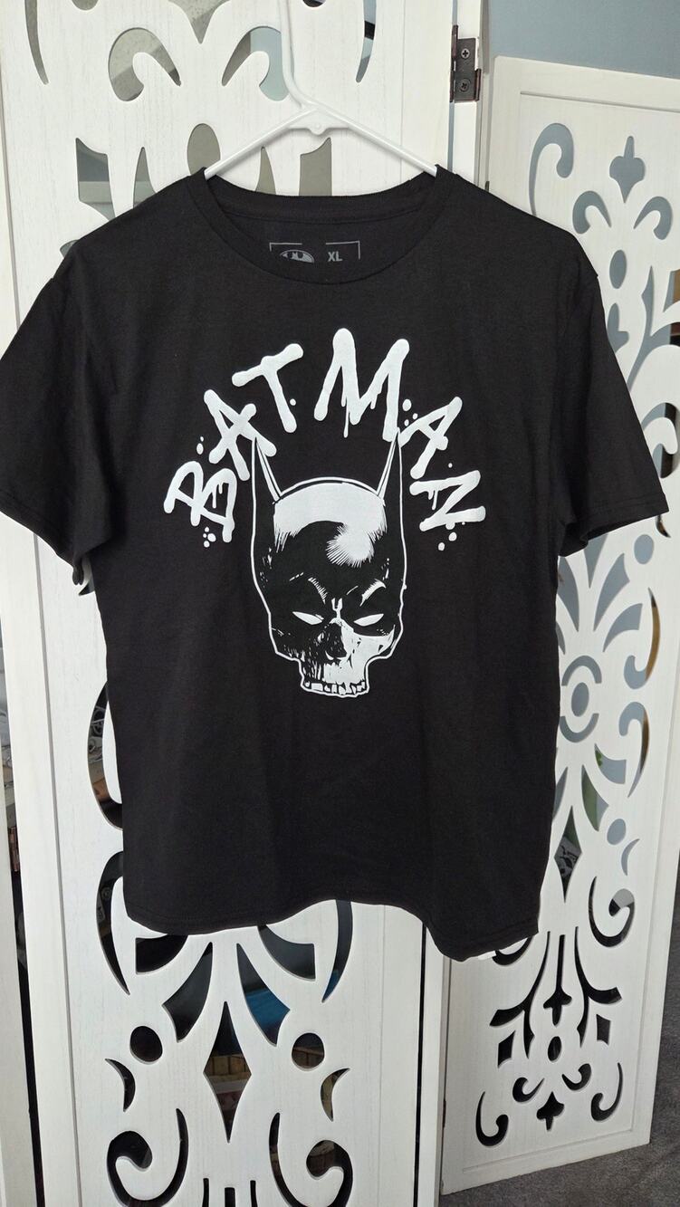 CVLA Cival Clothing Batman Skull Graphic Tee Mens XL Black Punk Distressed Goth